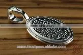 Silver 925 Oval Pendant Icon of St. Mary. Russian Style. Burnished Silver