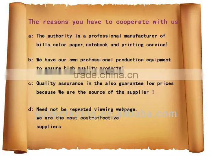 Standard English version NCR invoice book in yiwu