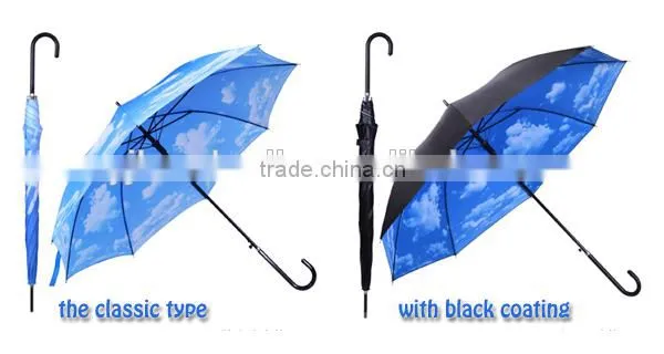 23" Blue Sky and White Cloud Umbrella, Sky Design Long Umbrella