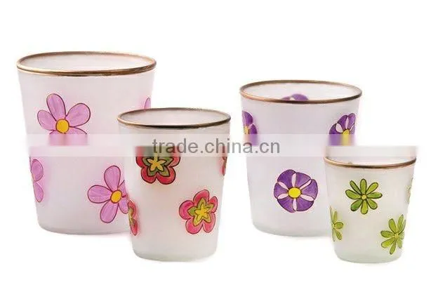 glass material flower pots with hand painting indoor plant pots