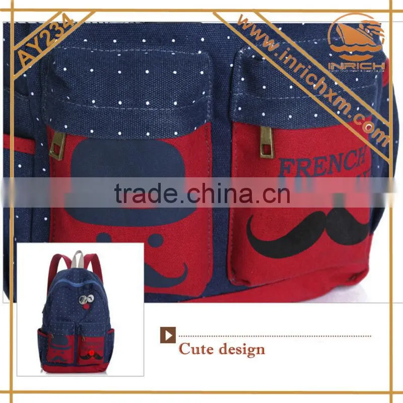 2014 Hot Sell Girls Backpack Satchel Canvas Cheap Rucksack