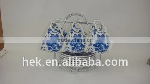 Flower decorate ceramic tea cup and saucer set
