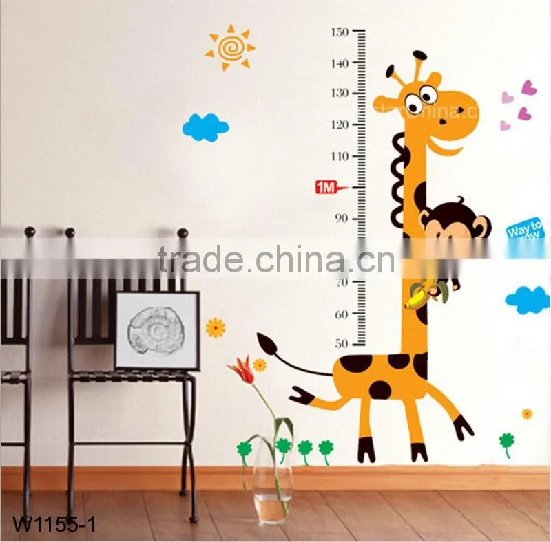 Cute cartoon characters Kids height measuring Wall Stickers Boy Girl Growth Chart
