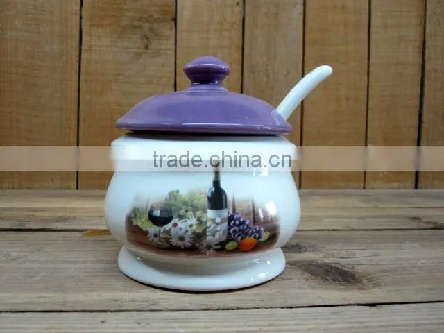 Fresh Decal Ceramic Sugar Canister with Spoon