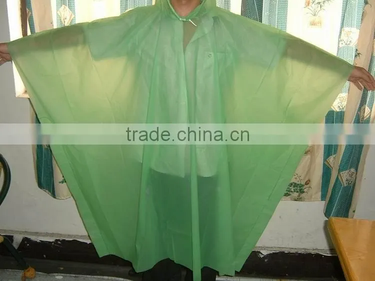 PEVA /EVA/PE clear transparent plastic raincoat