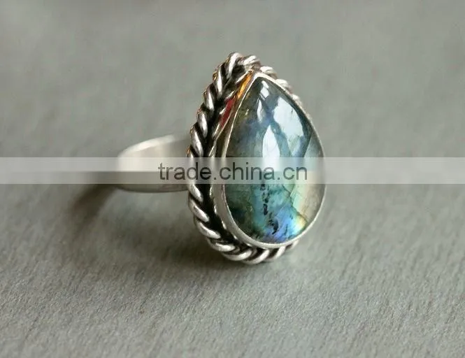Natural Labradorite ring 92.5 sterling silver jewellery