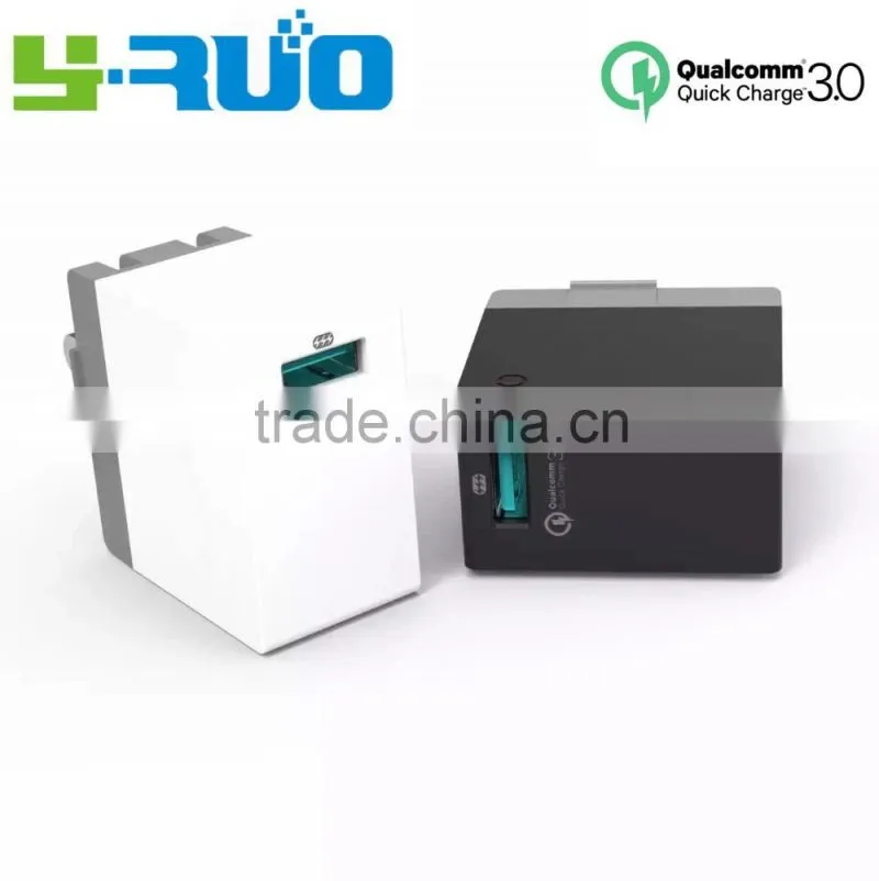 Output 18W UK EU, US plug Qualcomm certified quick charge QC 3.0 /2.0 wall Charger Passed UL, ETL, FCC, CE