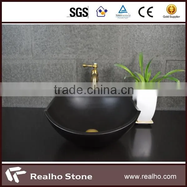 round shanxi black granite basin