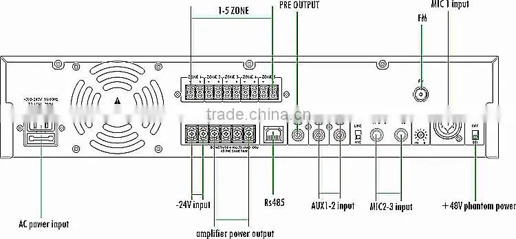 5 Zone USB power echo karaoke mixer amplifier