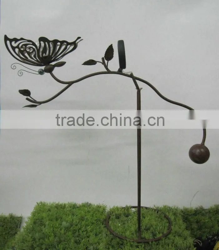 new! antique rust finish garden butterfly balance stand