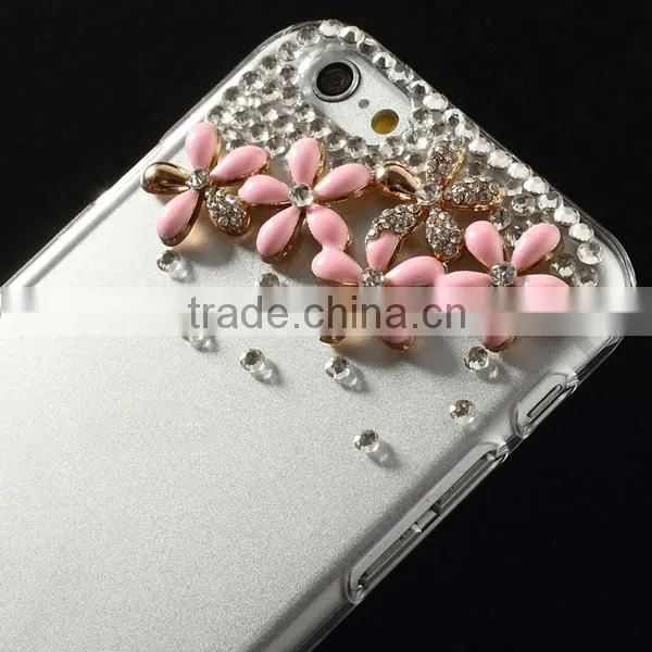 Transparent crystal hard case for Iphone6 for Apple Iphone 6 rhinestone case