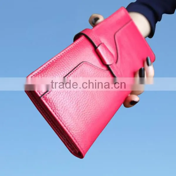 Chinese designer design genuine leather clutch purse for ladies with luxury appearance