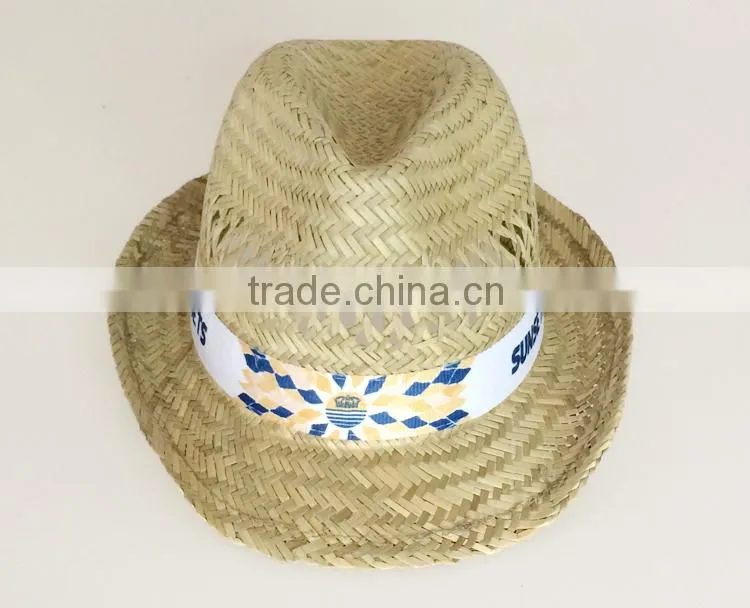 Wholesale Chinese cheap promotion plain custom mens narrow brim summer natural straw cool sun hat