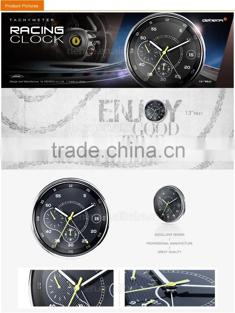 DEHENG 13-inch Cool Racing black dial Watch Clock metal clock