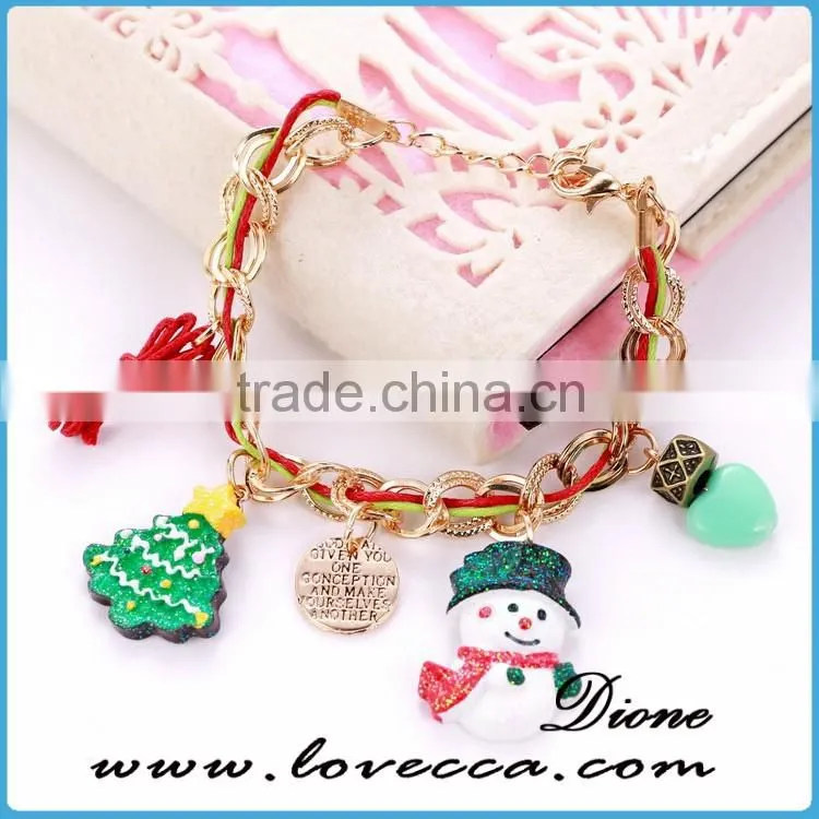 2016 New fashion Christmas Tree + Santa Claus Alloy bracelet