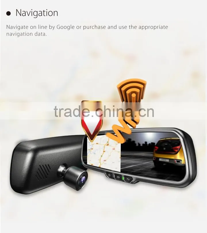 5 Inch Android gps navigation rearview mirror gps wireless camera