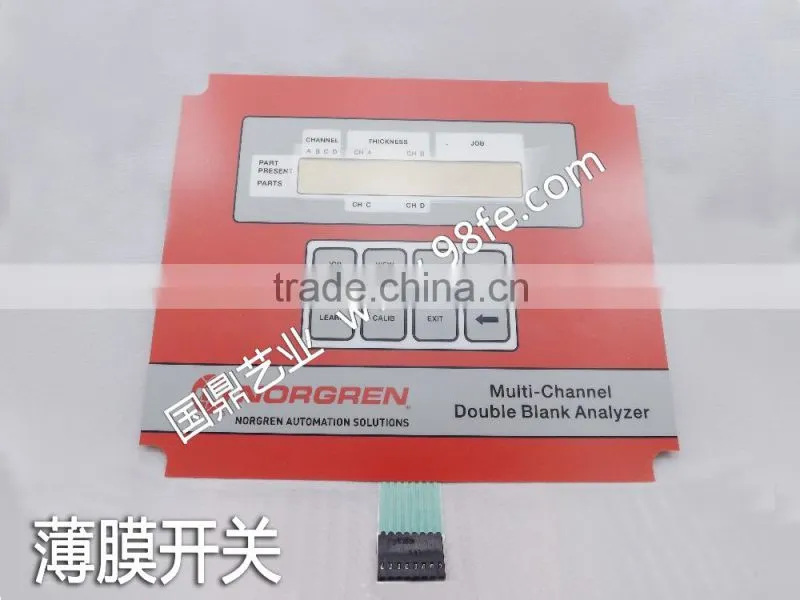 membrane switch embossing keypad with tactile effect LED big window