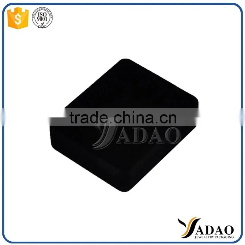 Customized handmade black flocking ring box custom packaging
