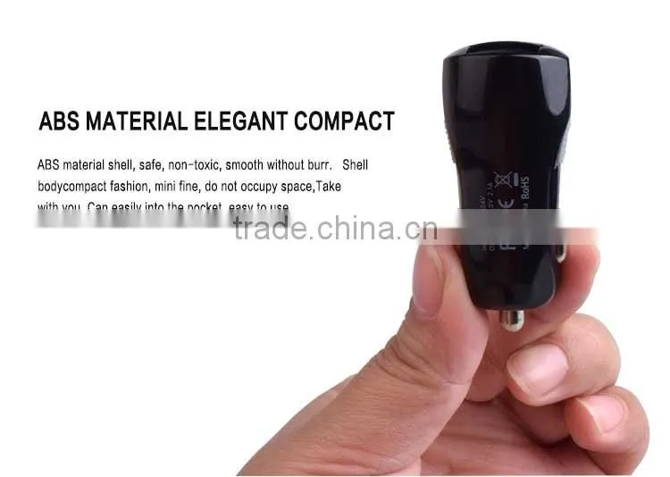 Fast charging mini dual USB car charger for mobile phone
