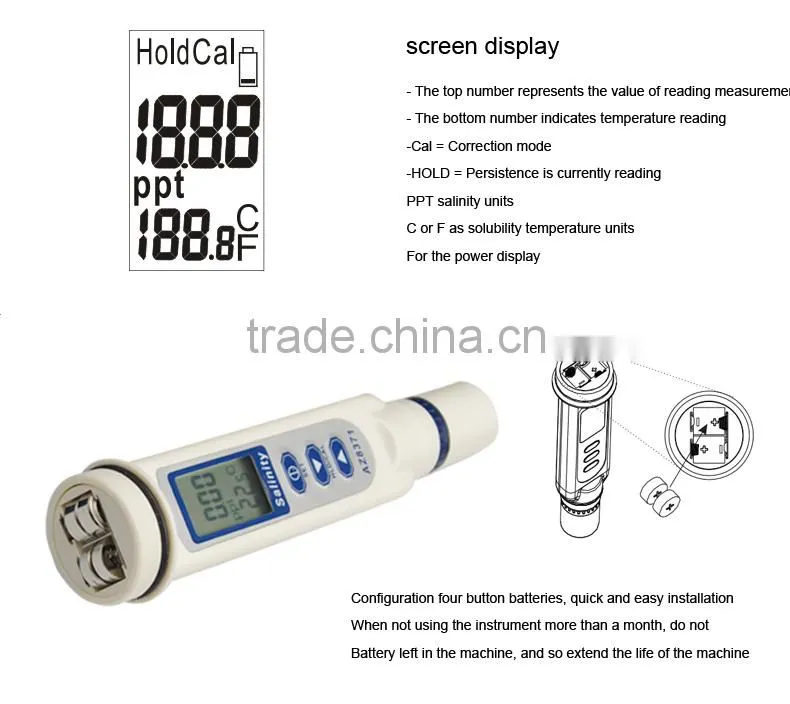 AZ8371 Portable Pen Style Water Quality Analisis Instrument Salinity Meter