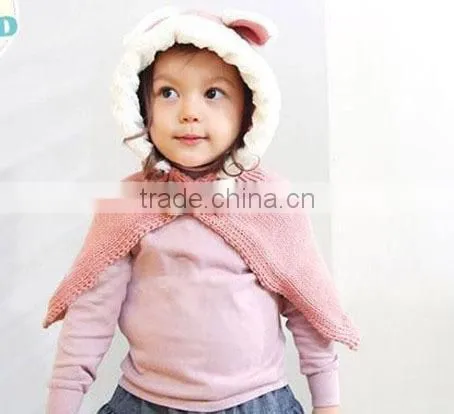 Children rabbit winter hooded scarf hat
