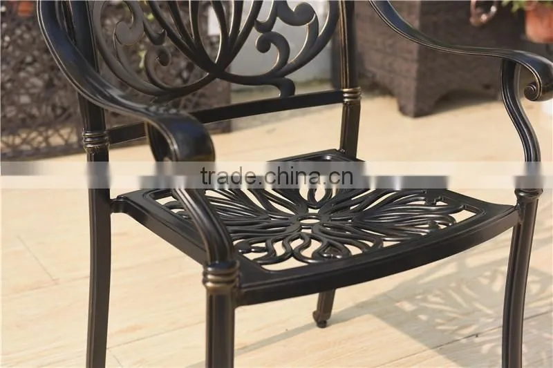 2016 Cast Aluminum Powder Coated Garden Table Set with Cushion - Antique Bronze
