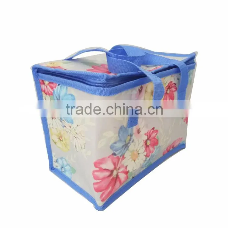 Ice beer can cooler bag for lunch/picnic trolley cooler bag with carrier and zipper