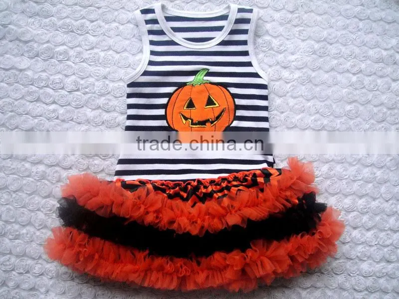 New designs halloween organic cotton baby clothes with tutu