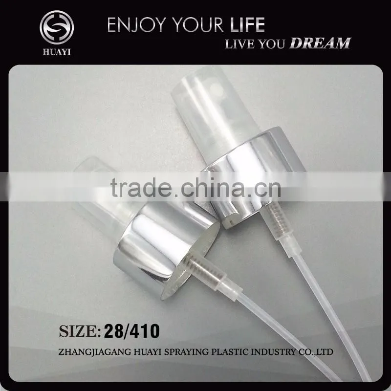 28mm fine mist plastic sprayer pump with aluminum collar