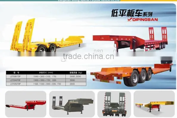 Low price excavator truck trailer 3 axle low bed semi trailer