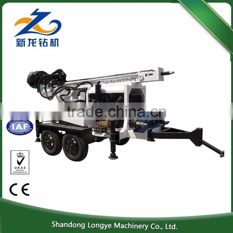 Diesel engine 200m depth trailer mounted water well drilling rig, Trailer mounted truck water well drilling rig