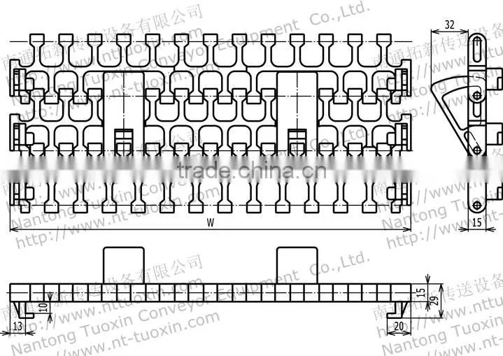 2400C Radius Flush Grid With Pop-up Flights Modular Conveyor Belt