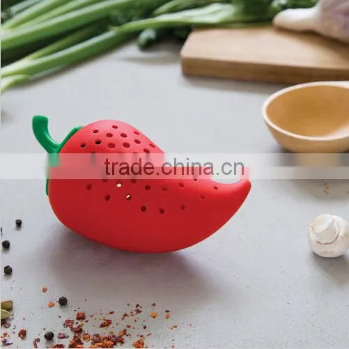 Silicone Red Green Pepper Herb Infuser,Silicone Red Green Pepper Soup Kitchen Tool