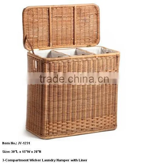 Recycling willow baskets with metal Liner for Trashes