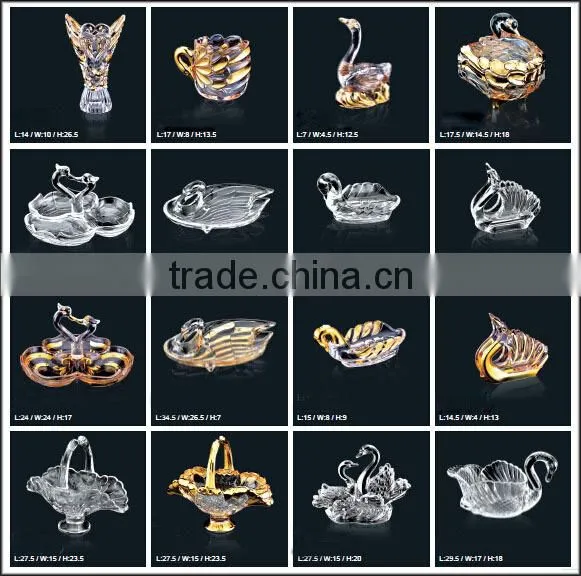 Swan shaped glass plate for candy,snacks,fruits or home decoration,crystal glassware