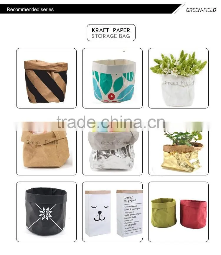 Washable Kraft paper kis bedroom toy Storage bag, Custom Water Resistant Paper toy storage Bag