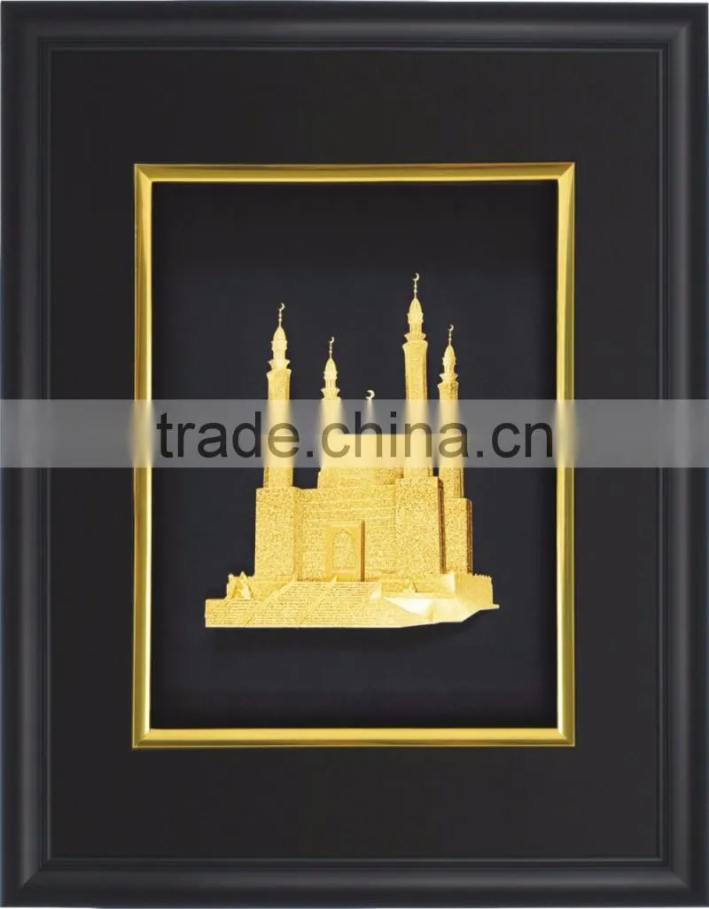 Gold foil buildings photos frame for business gift