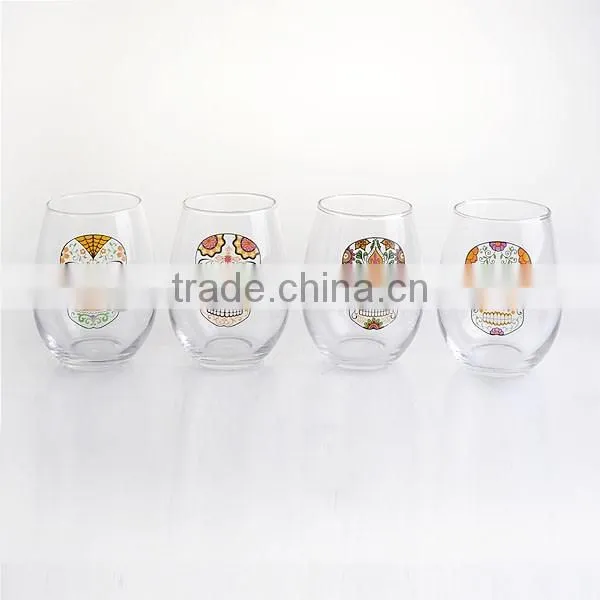 Smile Skull decal drinking water glass cup