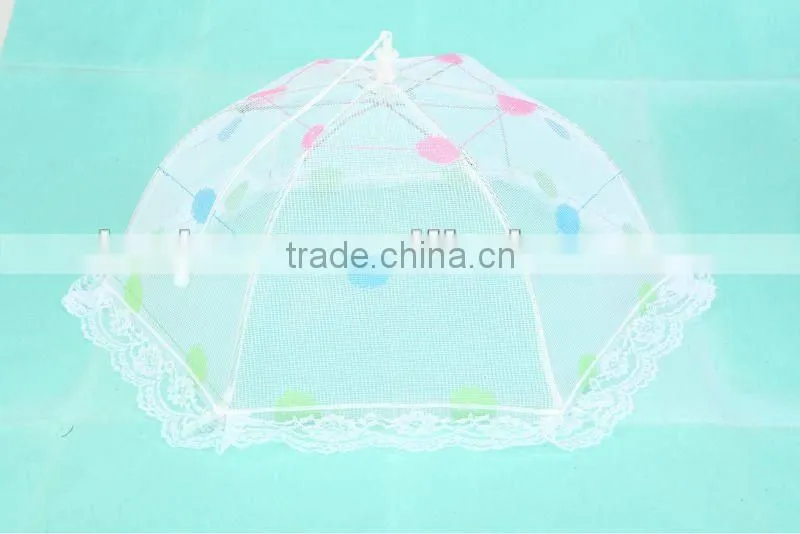 high quality unfoldable food cover,fixed food cover with flower