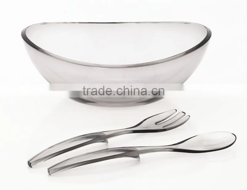 Great design food grade plastic salad bowl with serving tools/Salad bowl set with serving tools