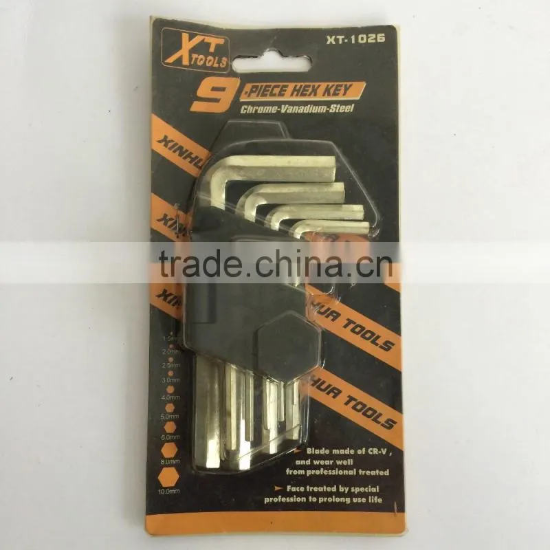 factory directly short type galvanization 9PC allen wrench hex key hand tool set
