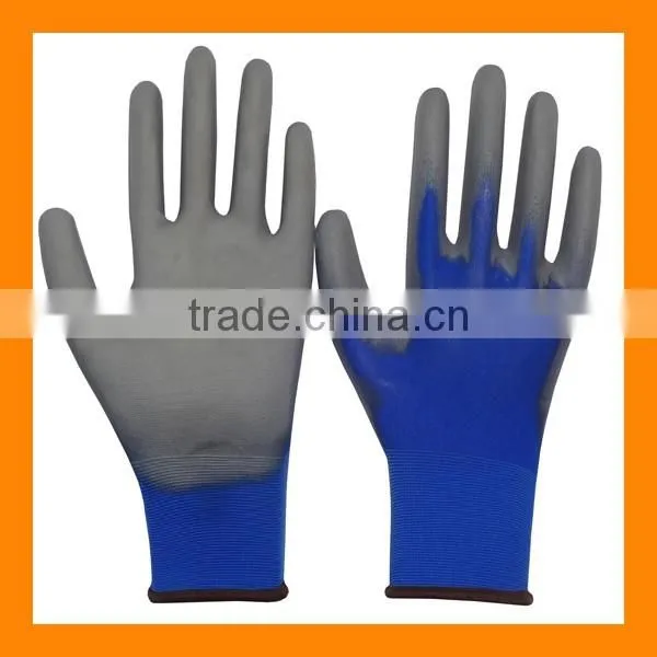 Fluorescent Green PU Palm Coated Garden Builders Grip Gloves