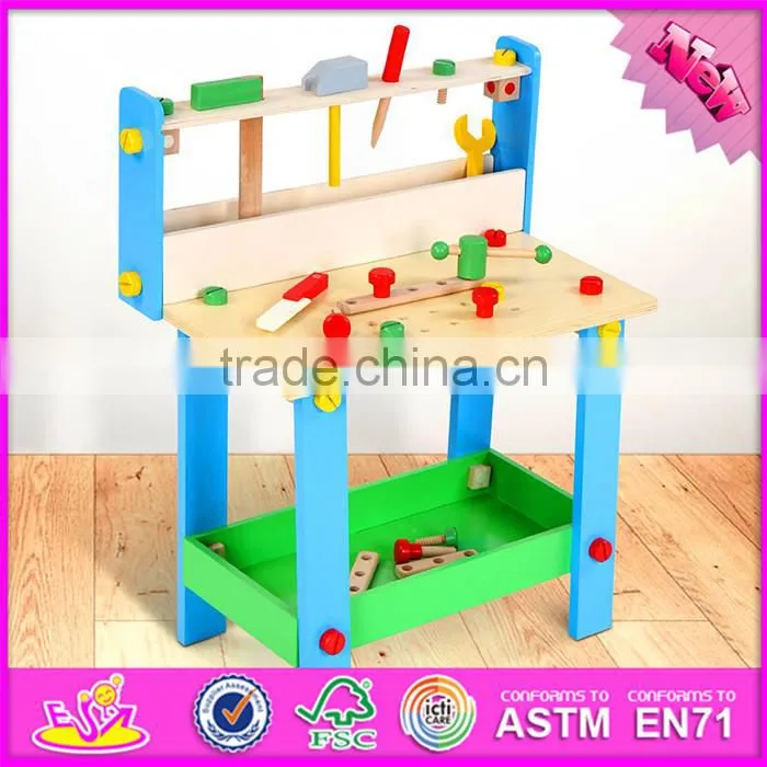Hot sale preschool toy wooden kids tool box best design intelligent diy wooden kids tool box W03D018