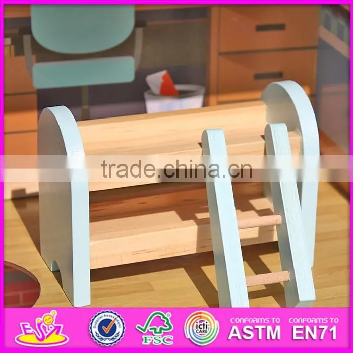 2016 New design children big wooden toy fire station for sale W06A138