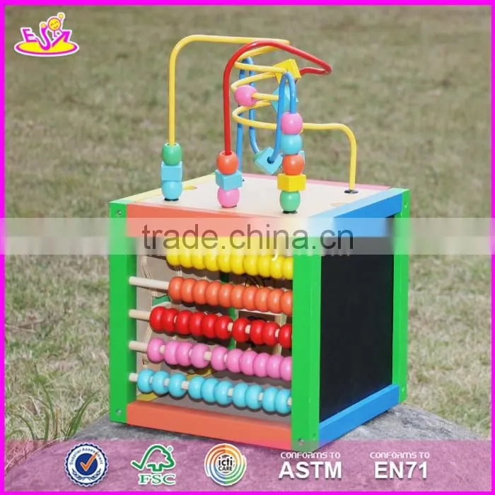 2017 new design funny toy children multi-function wooden bead maze cube W11B060