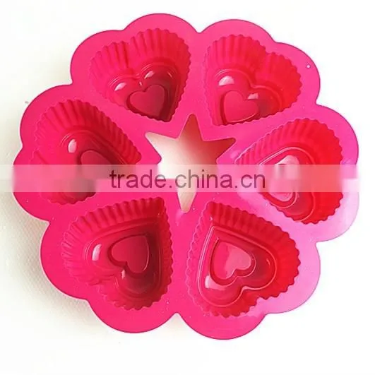 11052 Six Holes Heart Shaped Cake Mould Silicone Mould