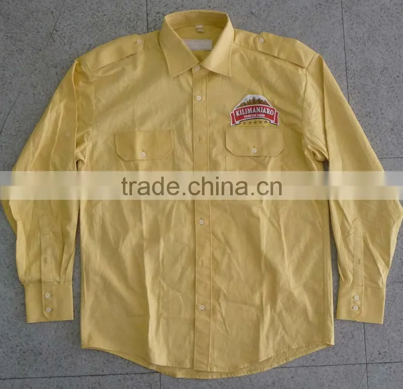 Men's 100% cotton twill casual long sleeve shirt with embroidery