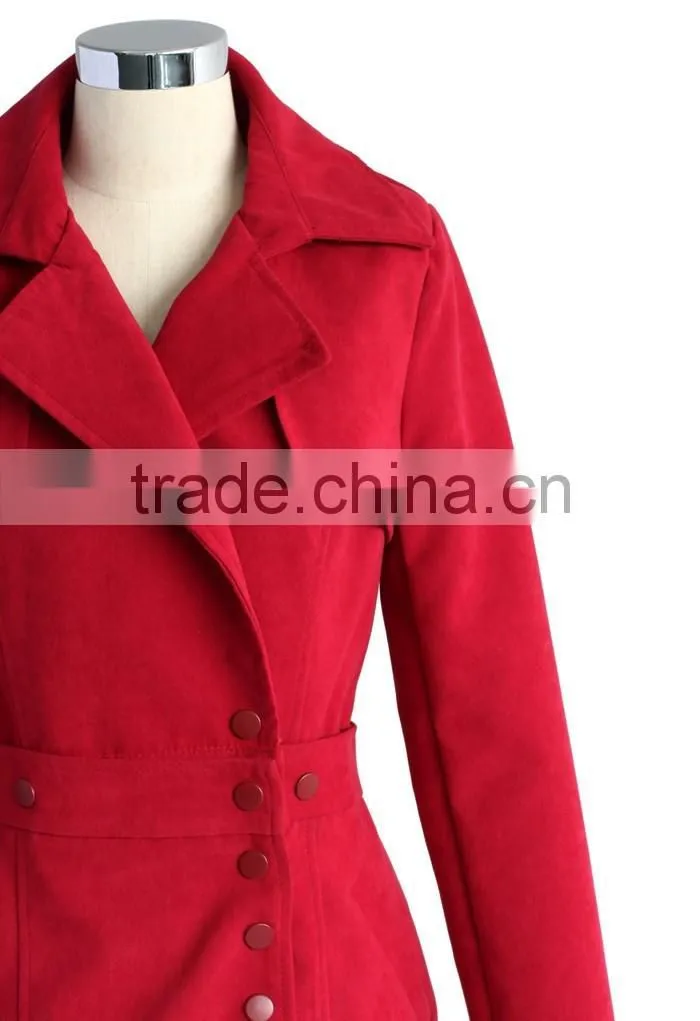 Multi-way wear Coat and Skirt Set in Red,women removable dress Coat,women knee length fitted long Coat