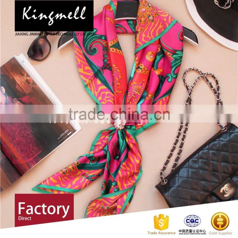 Customizable colorful satin silk scarves with top quality
