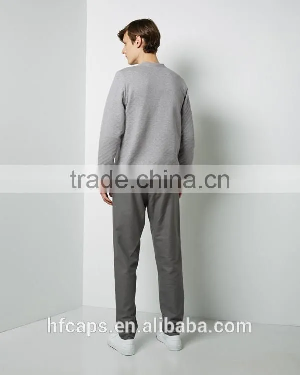 Solid Color Gray 100% Cotton Quilted Sweatshirts